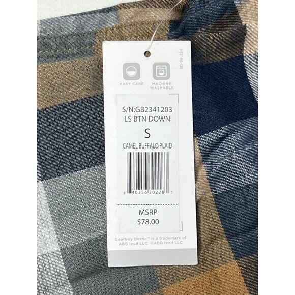Geoffrey Beene Button-Up Check Flannel - Neutral Colors - Men's Small - NWT - Picture 6 of 11